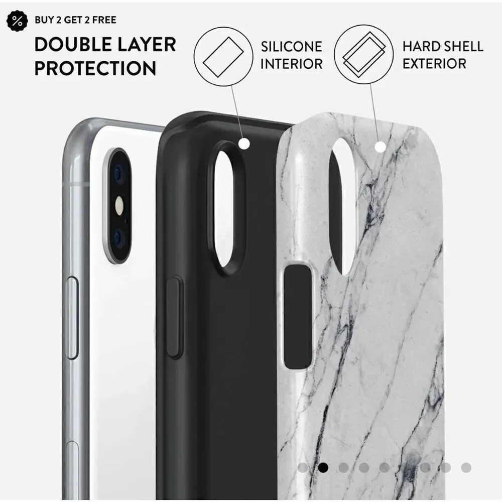 Burga Satin White - Marble iPhone X / XS Case & Marble Ring Holder Set Preowned